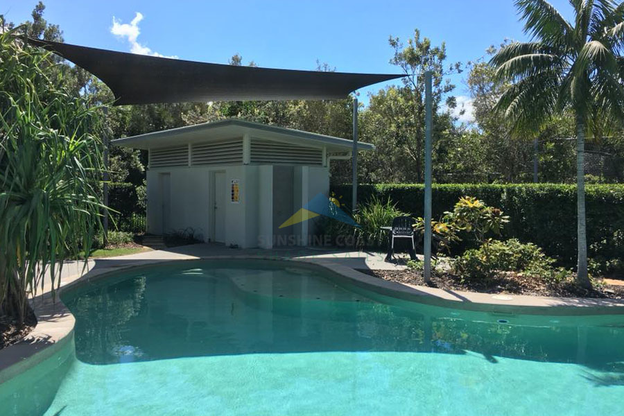 Shade Sail Installation over a Pool